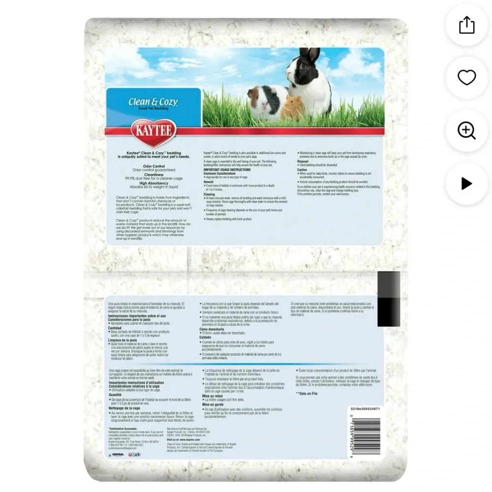 Kaytee Clean & Cozy Small Pet Bedding - White